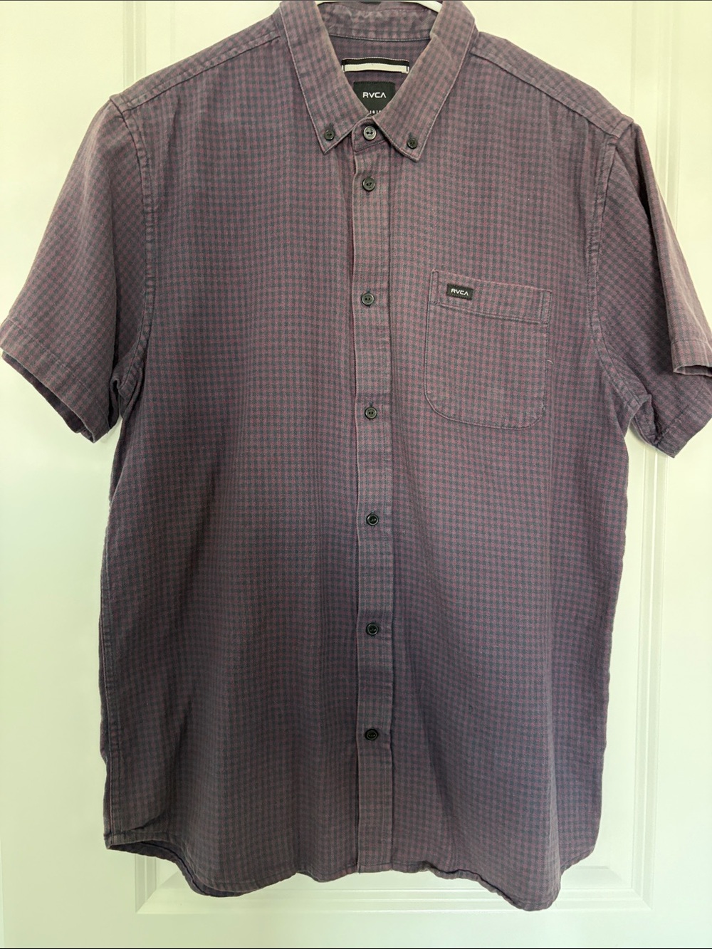 RVCA Men's Short-Sleeve Plaid Button-Down Shirt